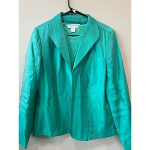 Tanjay Women's Blazer Size 14/Large Teal Long Sleeve Blazer & Tops